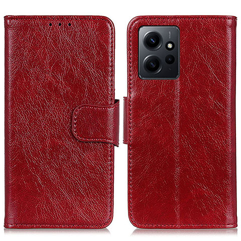 Custodia Portafoglio In Pelle Cover con Supporto N05P per Xiaomi Redmi Note 12 4G Rosso