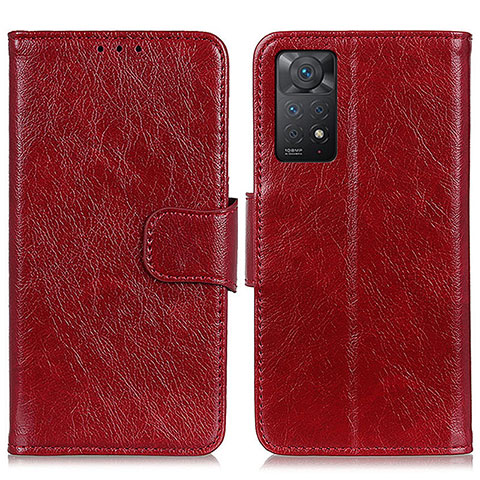 Custodia Portafoglio In Pelle Cover con Supporto N05P per Xiaomi Redmi Note 12 Pro 4G Rosso