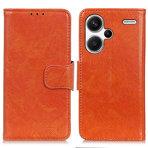 Custodia Portafoglio In Pelle Cover con Supporto N05P per Xiaomi Redmi Note 13 Pro+ Plus 5G Arancione