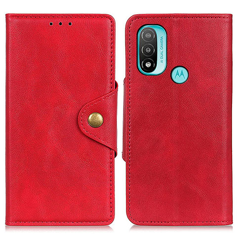 Custodia Portafoglio In Pelle Cover con Supporto N06P per Motorola Moto E30 Rosso