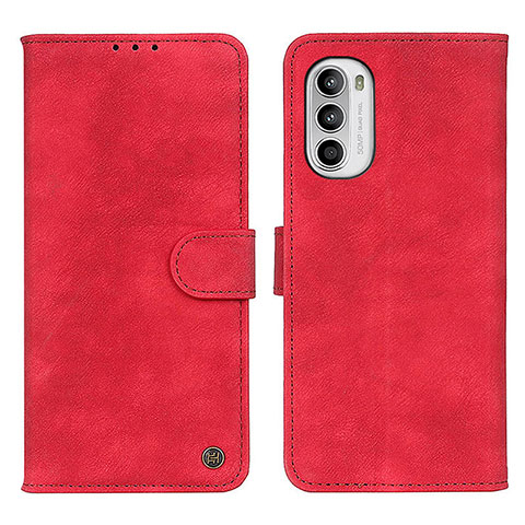 Custodia Portafoglio In Pelle Cover con Supporto N06P per Motorola MOTO G52 Rosso