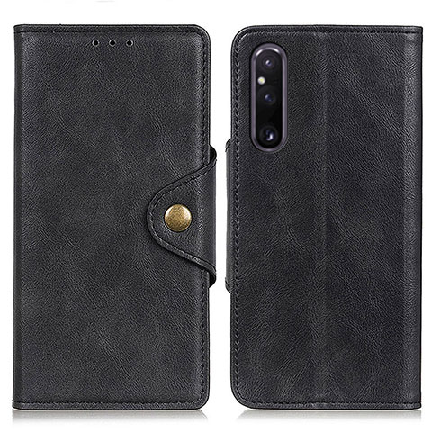 Custodia Portafoglio In Pelle Cover con Supporto N06P per Sony Xperia 1 V Nero