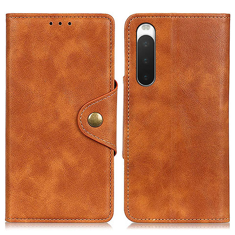 Custodia Portafoglio In Pelle Cover con Supporto N06P per Sony Xperia 10 V Marrone