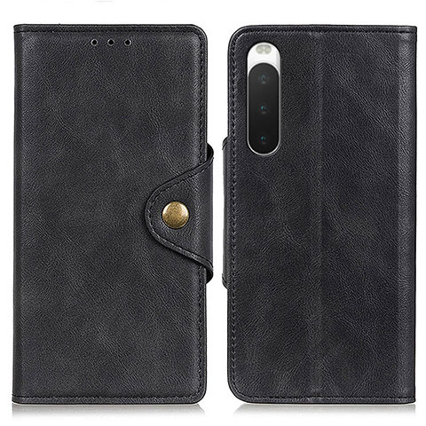 Custodia Portafoglio In Pelle Cover con Supporto N06P per Sony Xperia 10 V Nero