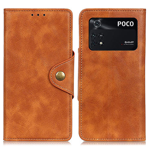 Custodia Portafoglio In Pelle Cover con Supporto N06P per Xiaomi Poco M4 Pro 4G Marrone