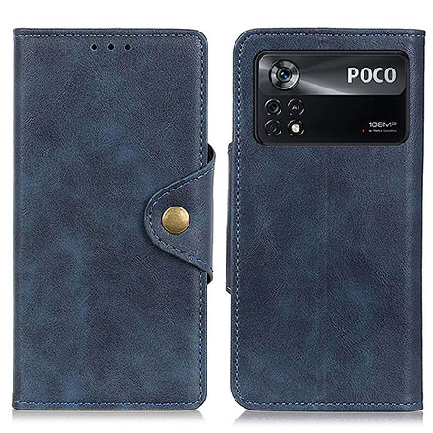 Custodia Portafoglio In Pelle Cover con Supporto N06P per Xiaomi Poco X4 Pro 5G Blu