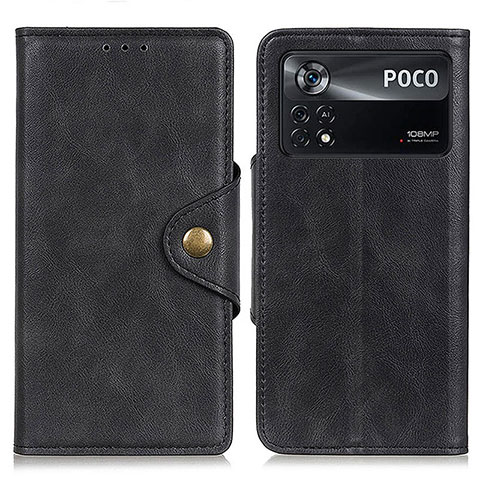 Custodia Portafoglio In Pelle Cover con Supporto N06P per Xiaomi Poco X4 Pro 5G Nero