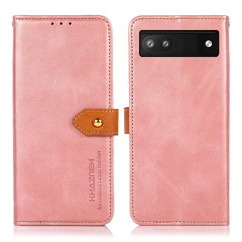 Custodia Portafoglio In Pelle Cover con Supporto N07P per Google Pixel 7a 5G Rosa