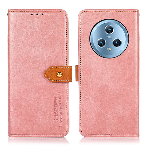 Custodia Portafoglio In Pelle Cover con Supporto N07P per Huawei Honor Magic5 5G Rosa