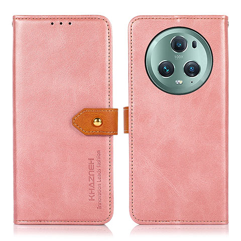 Custodia Portafoglio In Pelle Cover con Supporto N07P per Huawei Honor Magic5 Pro 5G Rosa