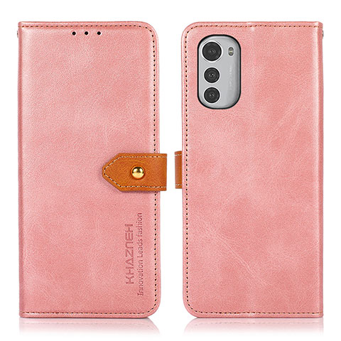 Custodia Portafoglio In Pelle Cover con Supporto N07P per Motorola Moto E32 Rosa