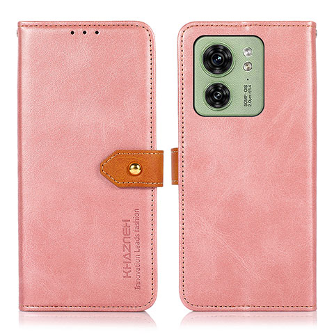 Custodia Portafoglio In Pelle Cover con Supporto N07P per Motorola Moto Edge (2023) 5G Rosa