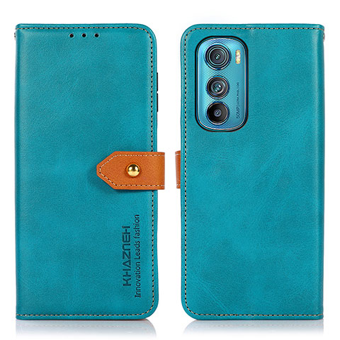 Custodia Portafoglio In Pelle Cover con Supporto N07P per Motorola Moto Edge 30 5G Ciano