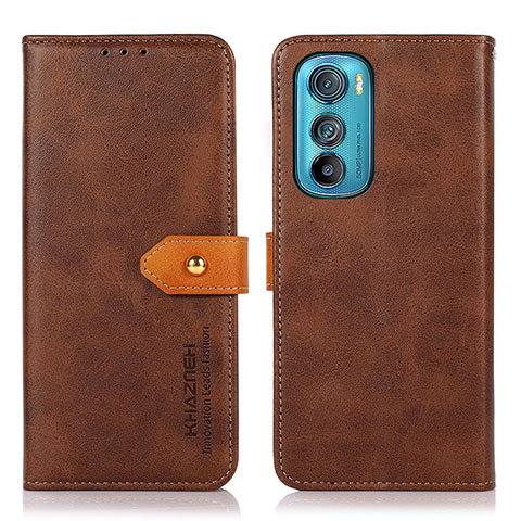 Custodia Portafoglio In Pelle Cover con Supporto N07P per Motorola Moto Edge 30 5G Marrone