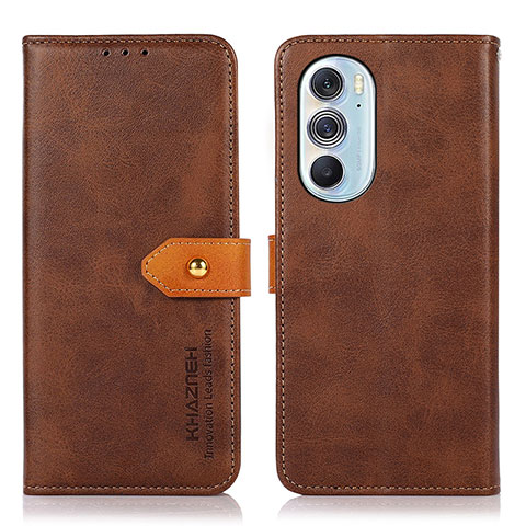 Custodia Portafoglio In Pelle Cover con Supporto N07P per Motorola Moto Edge X30 5G Marrone