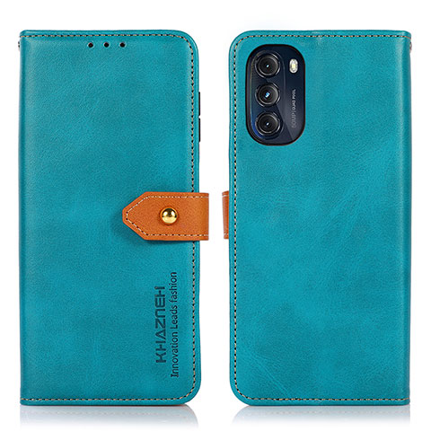 Custodia Portafoglio In Pelle Cover con Supporto N07P per Motorola Moto G 5G (2022) Ciano