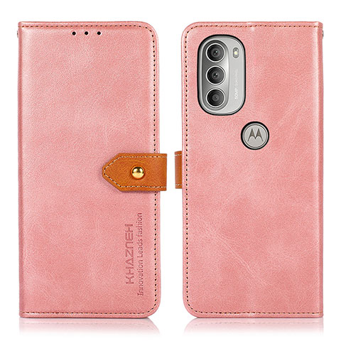 Custodia Portafoglio In Pelle Cover con Supporto N07P per Motorola Moto G51 5G Rosa