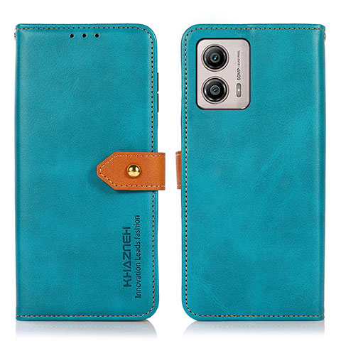 Custodia Portafoglio In Pelle Cover con Supporto N07P per Motorola Moto G53 5G Ciano