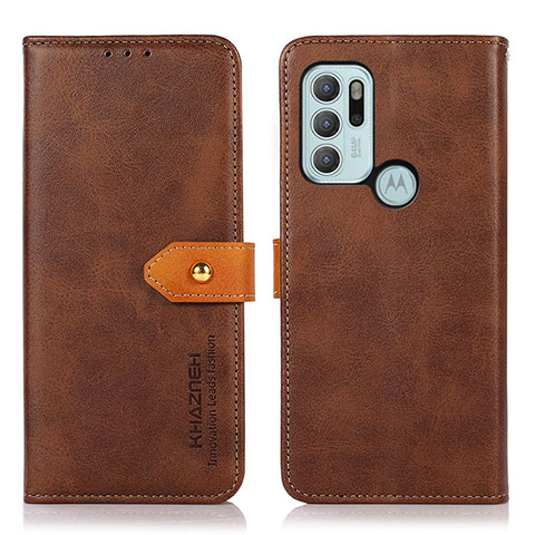 Custodia Portafoglio In Pelle Cover con Supporto N07P per Motorola Moto G60s Marrone