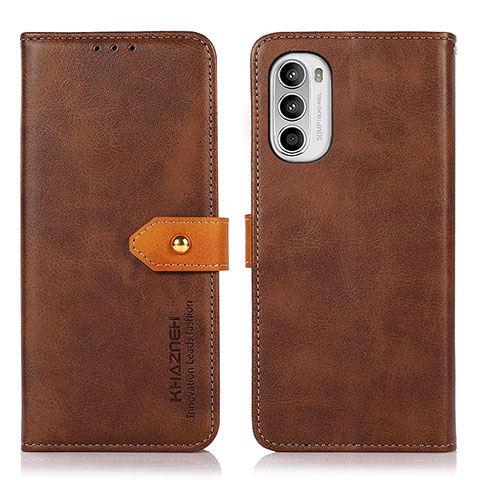 Custodia Portafoglio In Pelle Cover con Supporto N07P per Motorola Moto G71s 5G Marrone