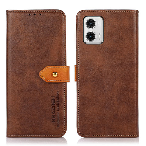 Custodia Portafoglio In Pelle Cover con Supporto N07P per Motorola Moto G73 5G Marrone