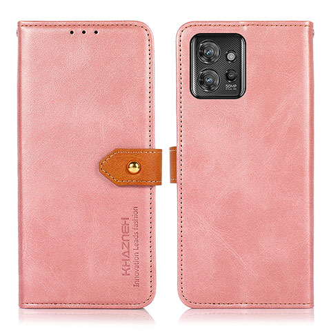 Custodia Portafoglio In Pelle Cover con Supporto N07P per Motorola ThinkPhone 5G Rosa