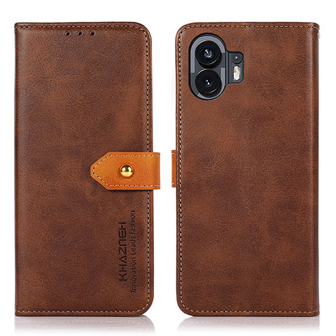 Custodia Portafoglio In Pelle Cover con Supporto N07P per Nothing Phone 2 Marrone