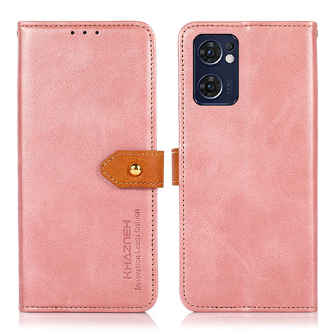 Custodia Portafoglio In Pelle Cover con Supporto N07P per Oppo Find X5 Lite 5G Rosa