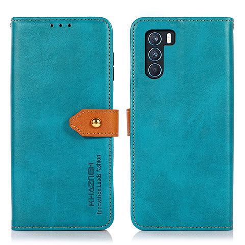 Custodia Portafoglio In Pelle Cover con Supporto N07P per Oppo K9 Pro 5G Ciano