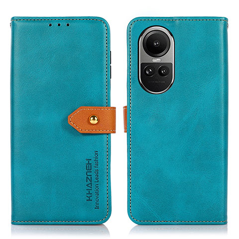 Custodia Portafoglio In Pelle Cover con Supporto N07P per Oppo Reno10 Pro 5G Ciano