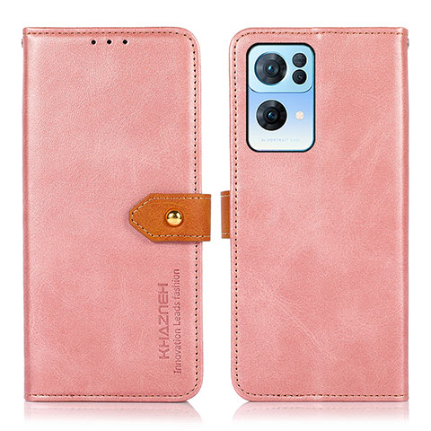 Custodia Portafoglio In Pelle Cover con Supporto N07P per Oppo Reno7 Pro 5G Rosa