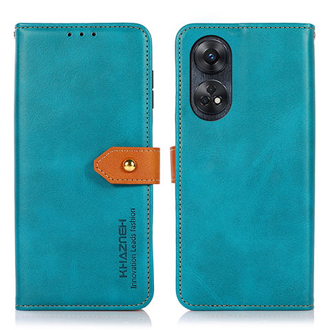 Custodia Portafoglio In Pelle Cover con Supporto N07P per Oppo Reno8 T 4G Ciano