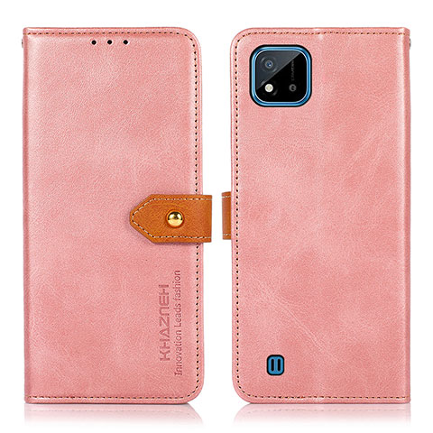 Custodia Portafoglio In Pelle Cover con Supporto N07P per Realme C20A Rosa