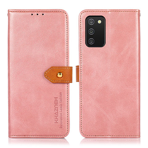 Custodia Portafoglio In Pelle Cover con Supporto N07P per Samsung Galaxy A02s Rosa