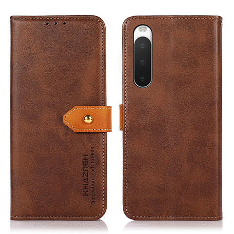 Custodia Portafoglio In Pelle Cover con Supporto N07P per Sony Xperia 10 V Marrone