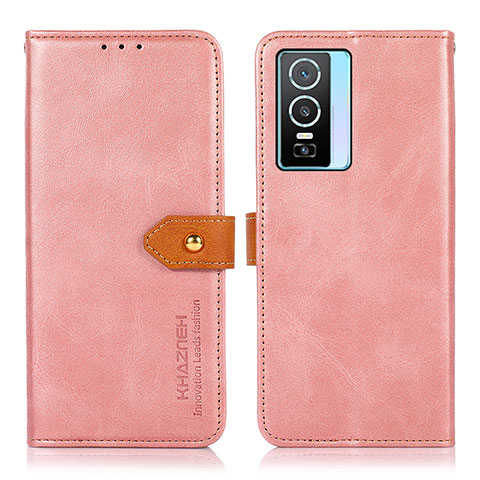 Custodia Portafoglio In Pelle Cover con Supporto N07P per Vivo Y76s 5G Rosa