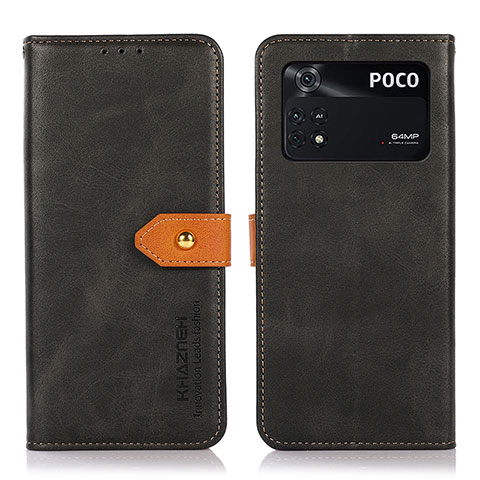 Custodia Portafoglio In Pelle Cover con Supporto N07P per Xiaomi Poco M4 Pro 4G Nero