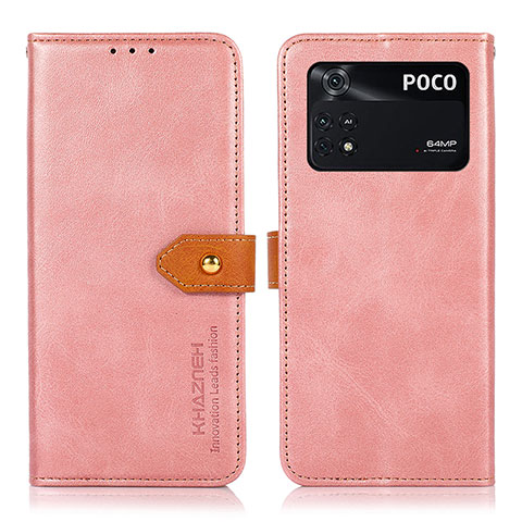 Custodia Portafoglio In Pelle Cover con Supporto N07P per Xiaomi Poco M4 Pro 4G Rosa