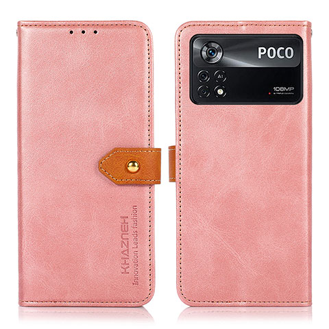 Custodia Portafoglio In Pelle Cover con Supporto N07P per Xiaomi Poco X4 Pro 5G Rosa