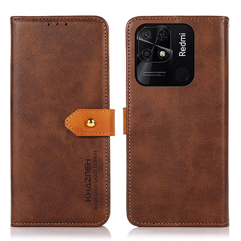 Custodia Portafoglio In Pelle Cover con Supporto N07P per Xiaomi Redmi 10 Power Marrone