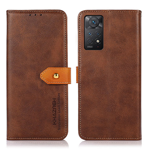 Custodia Portafoglio In Pelle Cover con Supporto N07P per Xiaomi Redmi Note 11 Pro 4G Marrone