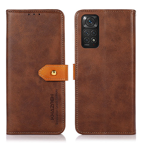 Custodia Portafoglio In Pelle Cover con Supporto N07P per Xiaomi Redmi Note 11S 4G Marrone