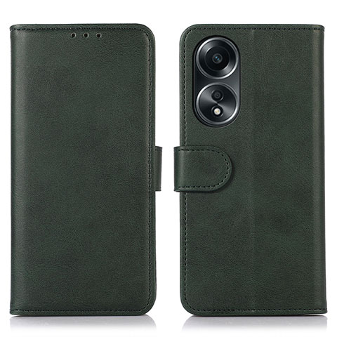 Custodia Portafoglio In Pelle Cover con Supporto N08P per Oppo A18 Verde