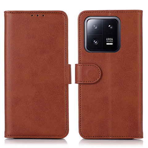 Custodia Portafoglio In Pelle Cover con Supporto N08P per Xiaomi Mi 13 5G Marrone