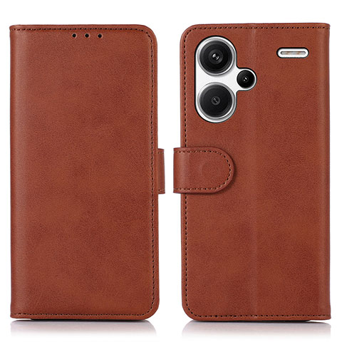 Custodia Portafoglio In Pelle Cover con Supporto N08P per Xiaomi Redmi Note 13 Pro+ Plus 5G Marrone