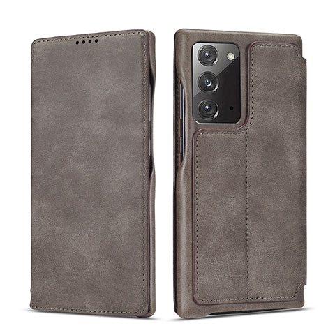 Custodia Portafoglio In Pelle Cover con Supporto N09 per Samsung Galaxy Note 20 5G Grigio