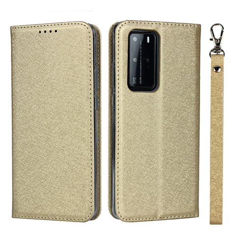 Custodia Portafoglio In Pelle Cover con Supporto N12 per Huawei P40 Pro Oro