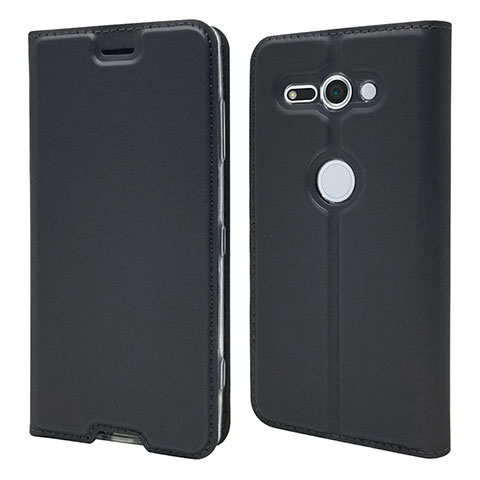 Custodia Portafoglio In Pelle Cover con Supporto P01 per Sony Xperia XZ2 Compact Nero