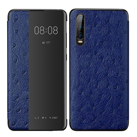 Custodia Portafoglio In Pelle Cover con Supporto P02 per Huawei P30 Blu