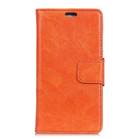 Custodia Portafoglio In Pelle Cover con Supporto per Alcatel 3 Arancione